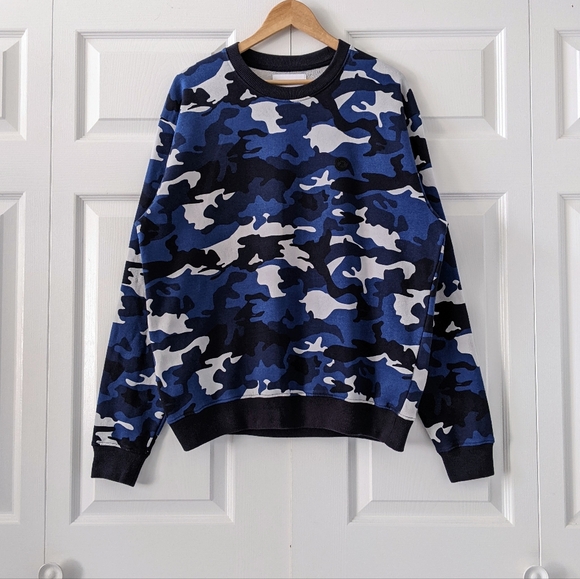 The Kooples X Sport Blue Camouflage Crew Sweatshirt | Size L - Picture 15 of 16